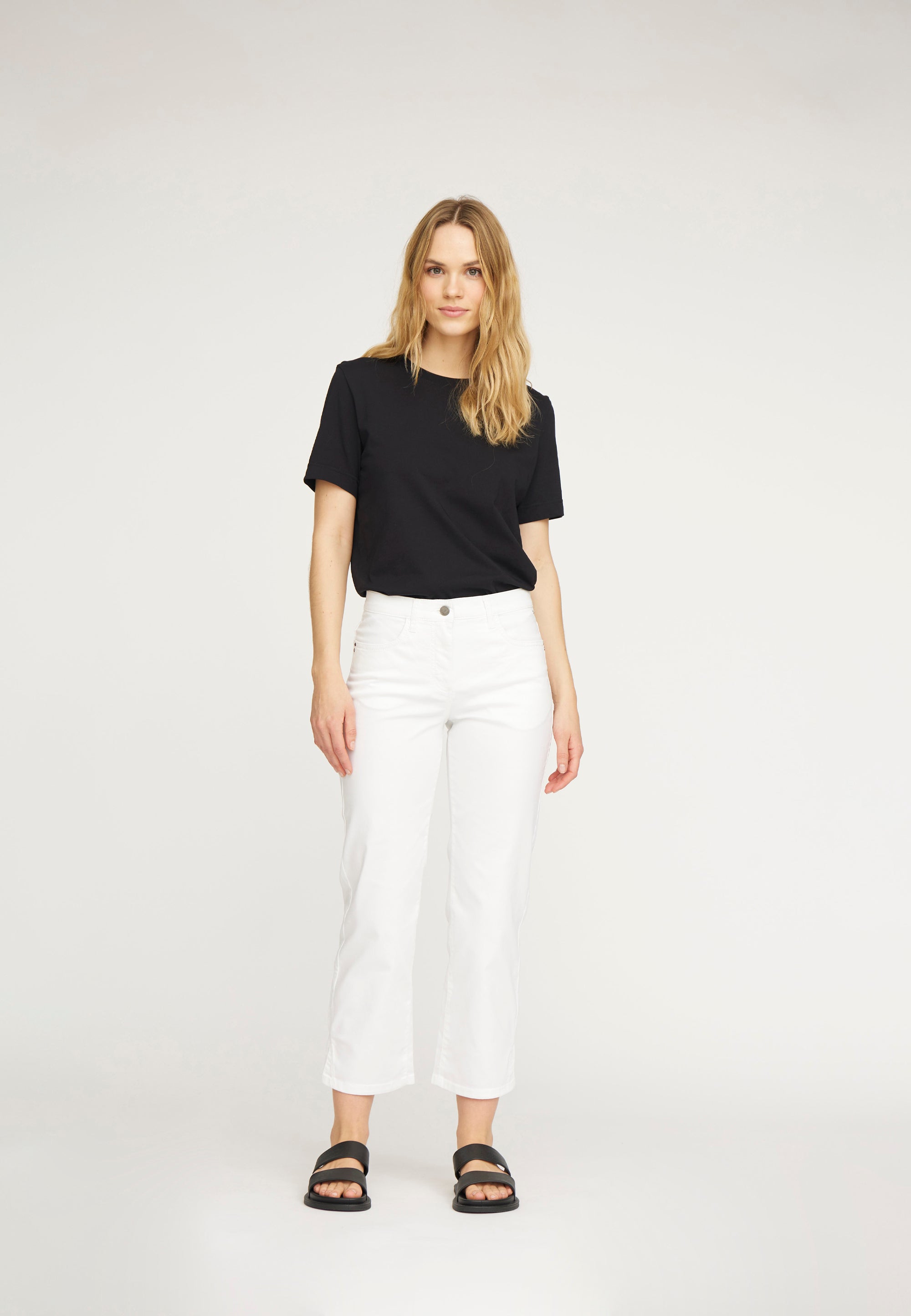 LAURIE  Amelia Slit Straight crop Trousers STRAIGHT 10100 White