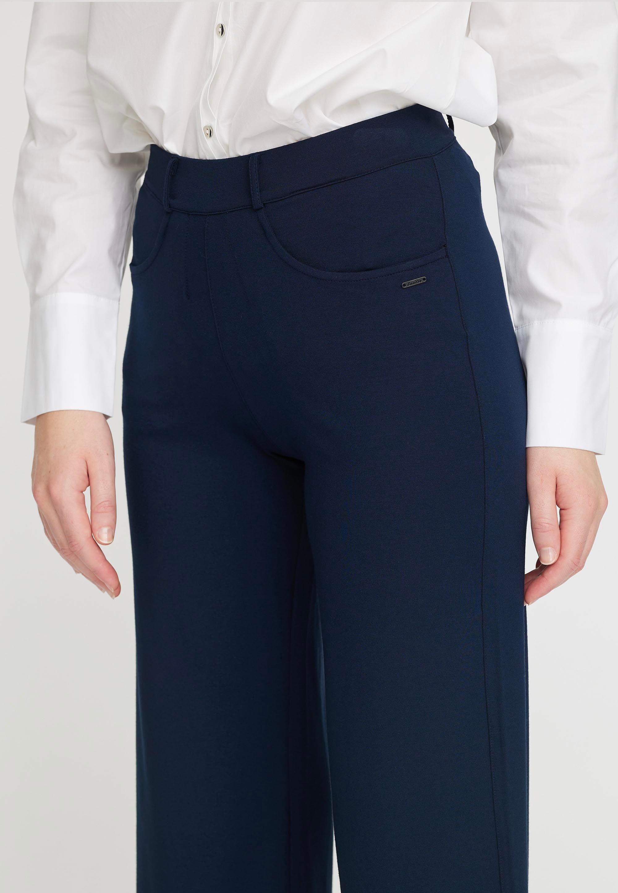 LAURIE  Donna Loose Jersey Crop Trousers LOOSE 49104 Navy