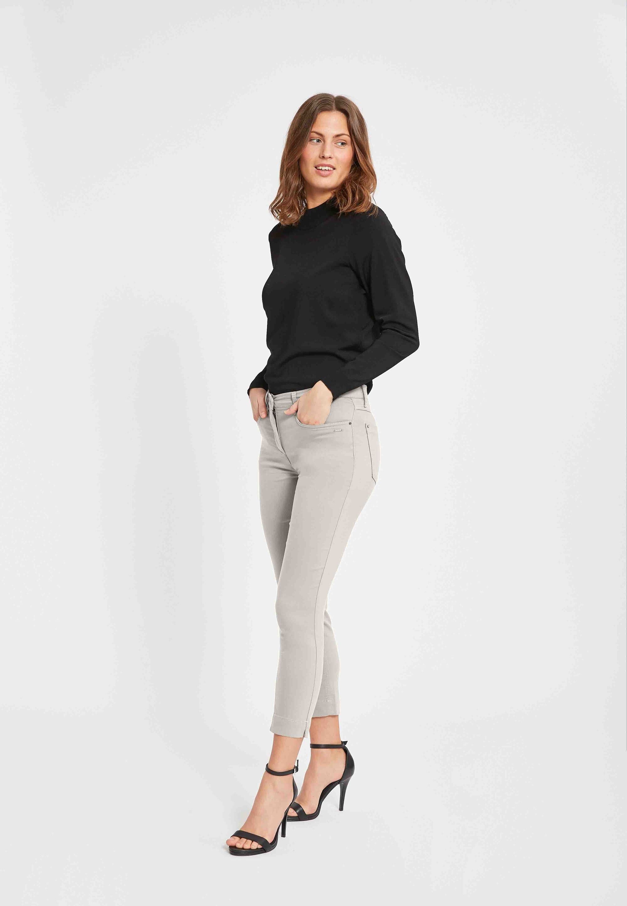 LAURIE  Laura Crop Slim Trousers SLIM 25107 Grey Sand