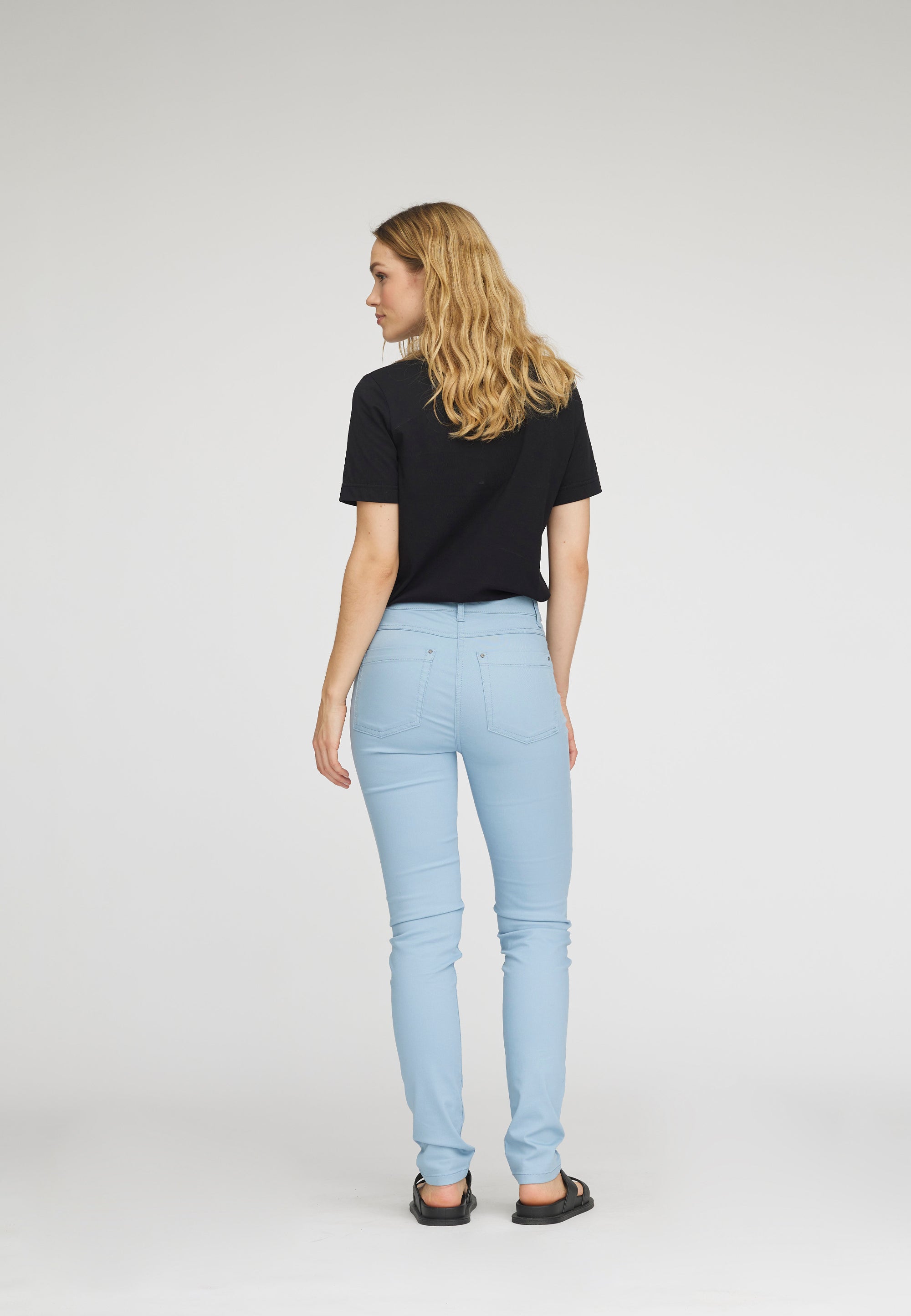 LAURIE  Laura Slim - Medium Length Trousers SLIM 43116 Faded Blue