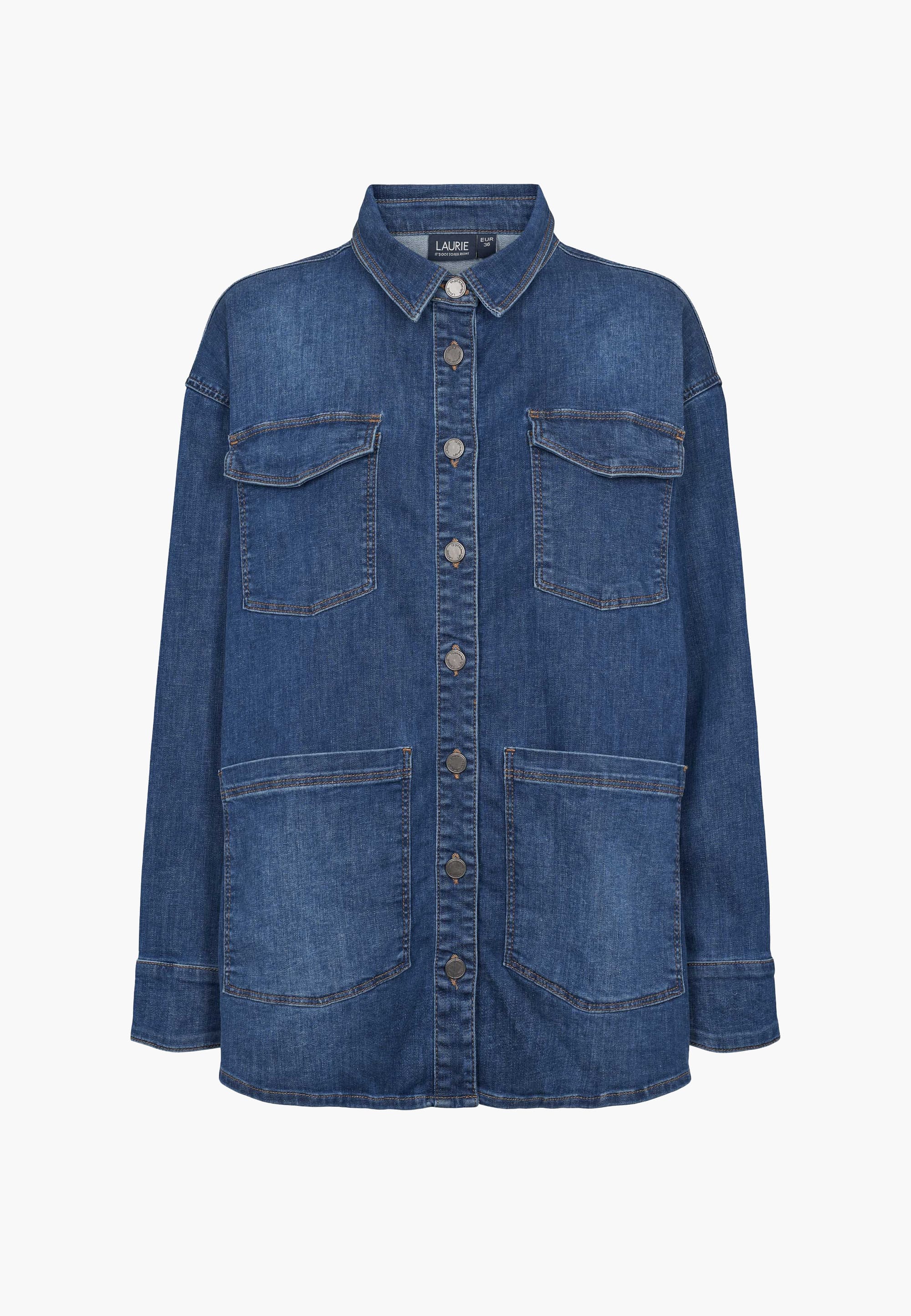 LAURIE Mille Oversize Shirt Jacket LS Jackets 49399 Washed Blue Denim
