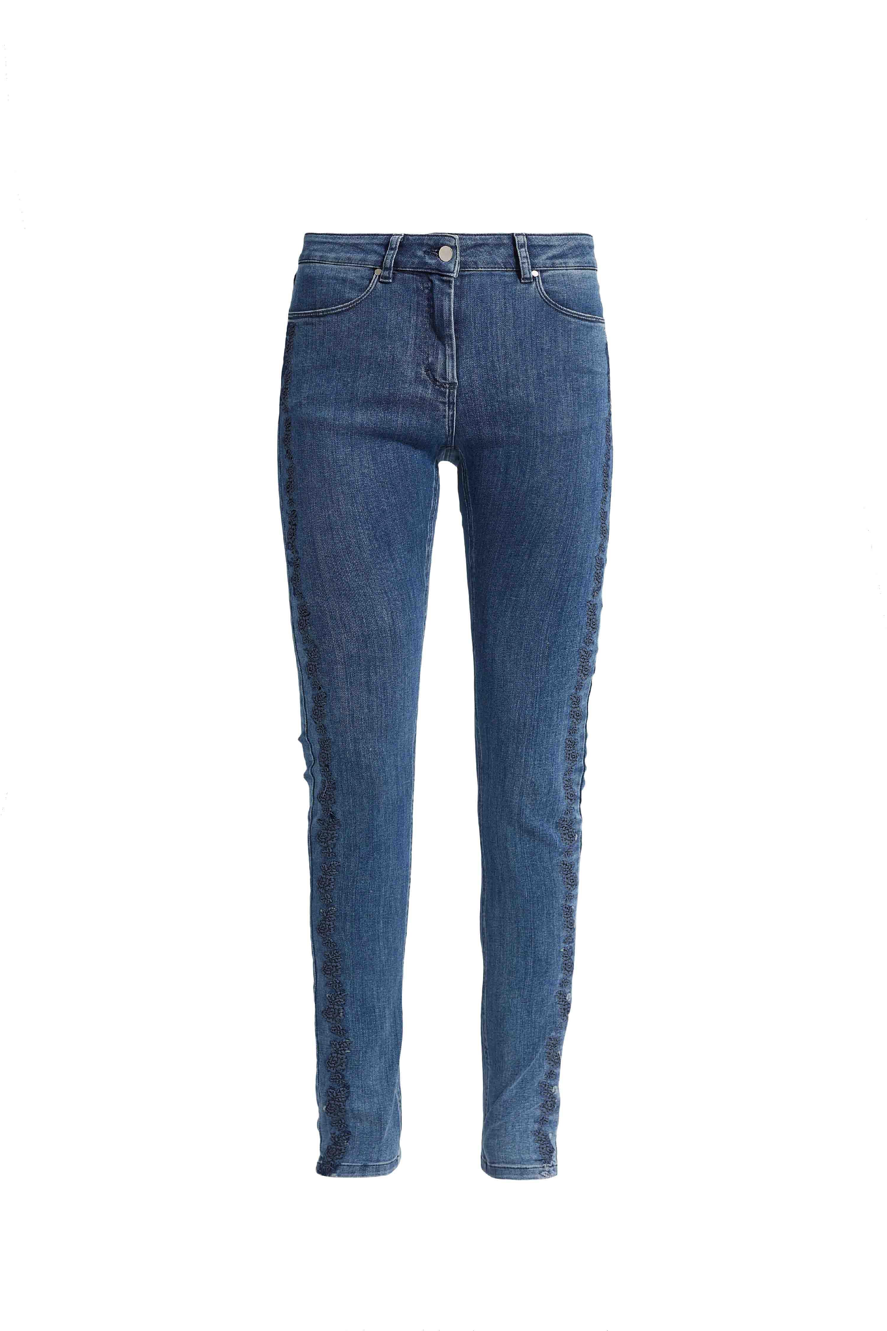 LAURIE  Olivia Embroidery Skinny - Medium Length Trousers SKINNY 45504 Medium Blue Denim